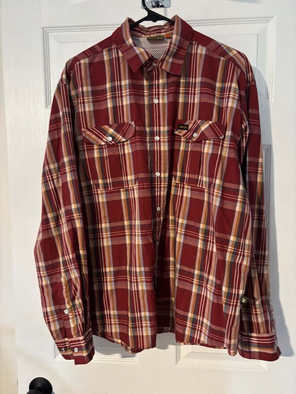 Howler Bros Mens Long Sleeve Plaid Western Pearl Snap Button Down Shirt Sz Large